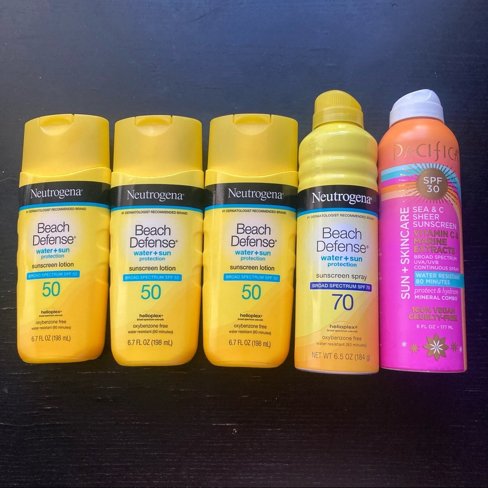 NWOT 4 Neutrogena Beach Defense & Pacifica Spray Sunscreen